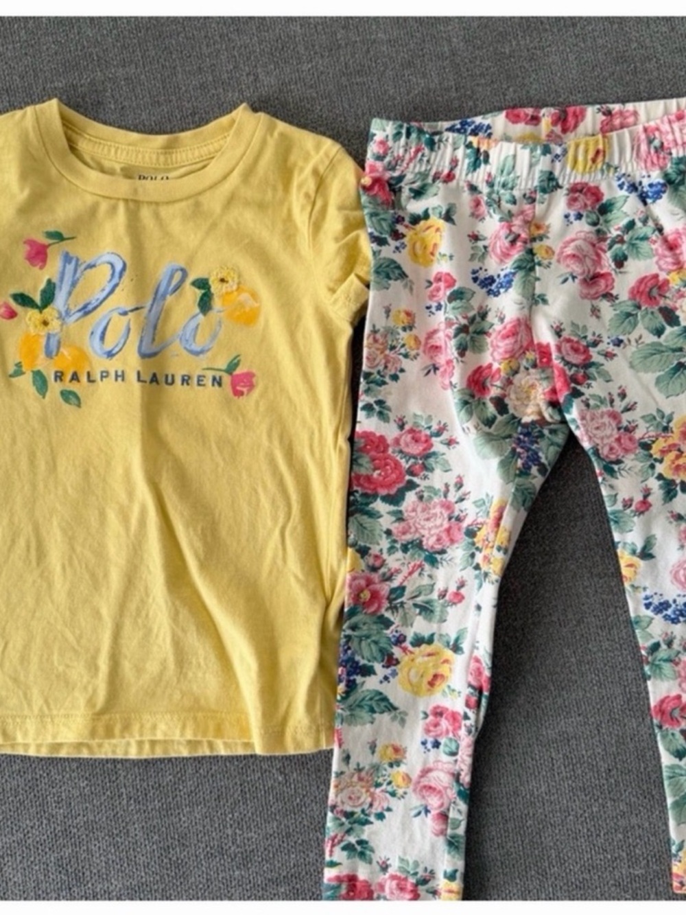 Polo by Ralph Lauren Yellow Tee with Floral Leggings
